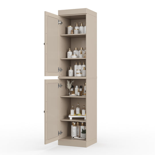 100% Solid Wood Bathroom Storage Cabinet, Adjustable Shelves, 16.5" Wide, 35.75" Tall