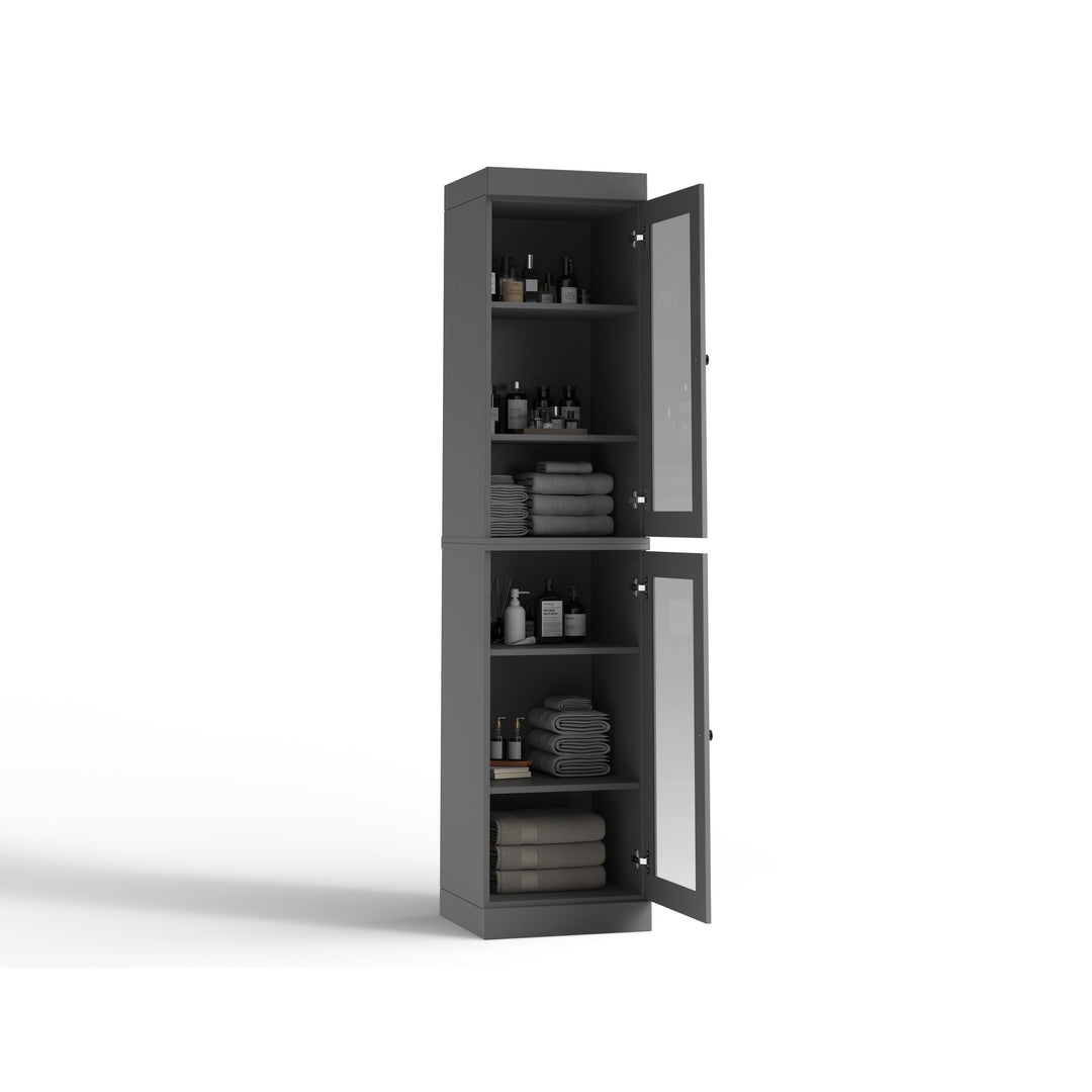 100% Solid Wood Bathroom Storage Cabinet, Adjustable Shelves, 16.5" Wide, 35.75" Tall