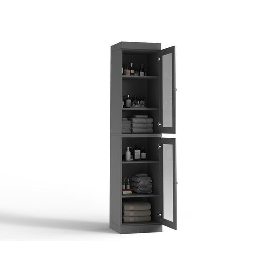 100% Solid Wood Bathroom Storage Cabinet, Adjustable Shelves, 16.5" Wide, 35.75" Tall