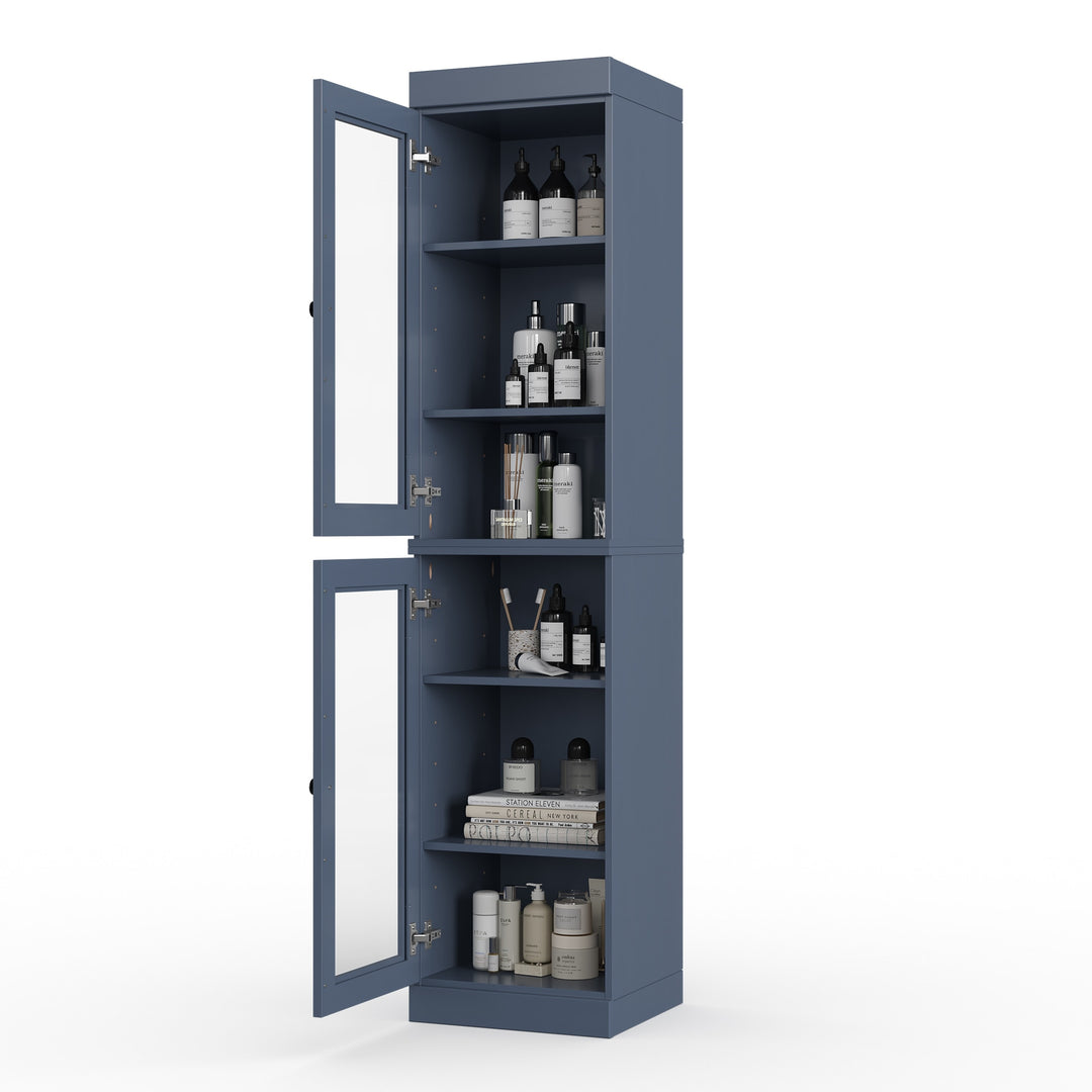 100% Solid Wood Bathroom Storage Cabinet, Adjustable Shelves, 16.5" Wide, 35.75" Tall