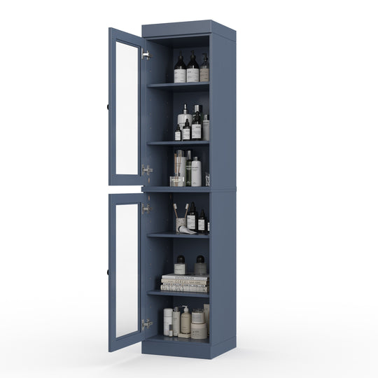 100% Solid Wood Bathroom Storage Cabinet, Adjustable Shelves, 16.5" Wide, 35.75" Tall