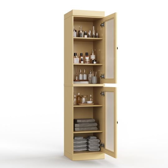100% Solid Wood Bathroom Storage Cabinet, Adjustable Shelves, 16.5" Wide, 35.75" Tall
