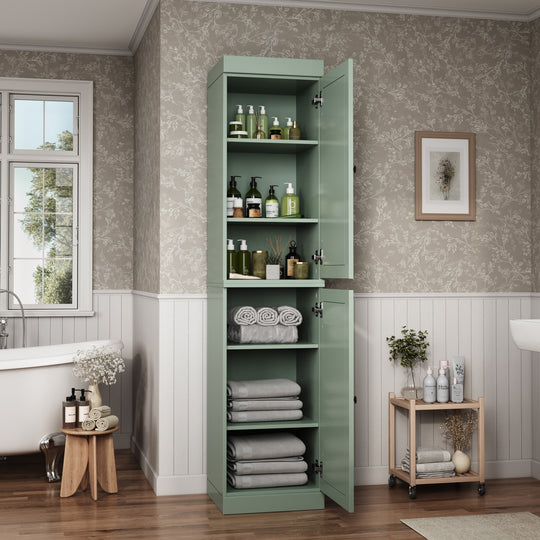 100% Solid Wood Bathroom Storage Cabinet, Adjustable Shelves, 16.5" Wide, 35.75" Tall