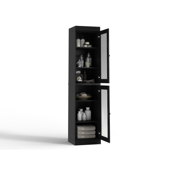 100% Solid Wood Bathroom Storage Cabinet, Adjustable Shelves, 16.5" Wide, 35.75" Tall