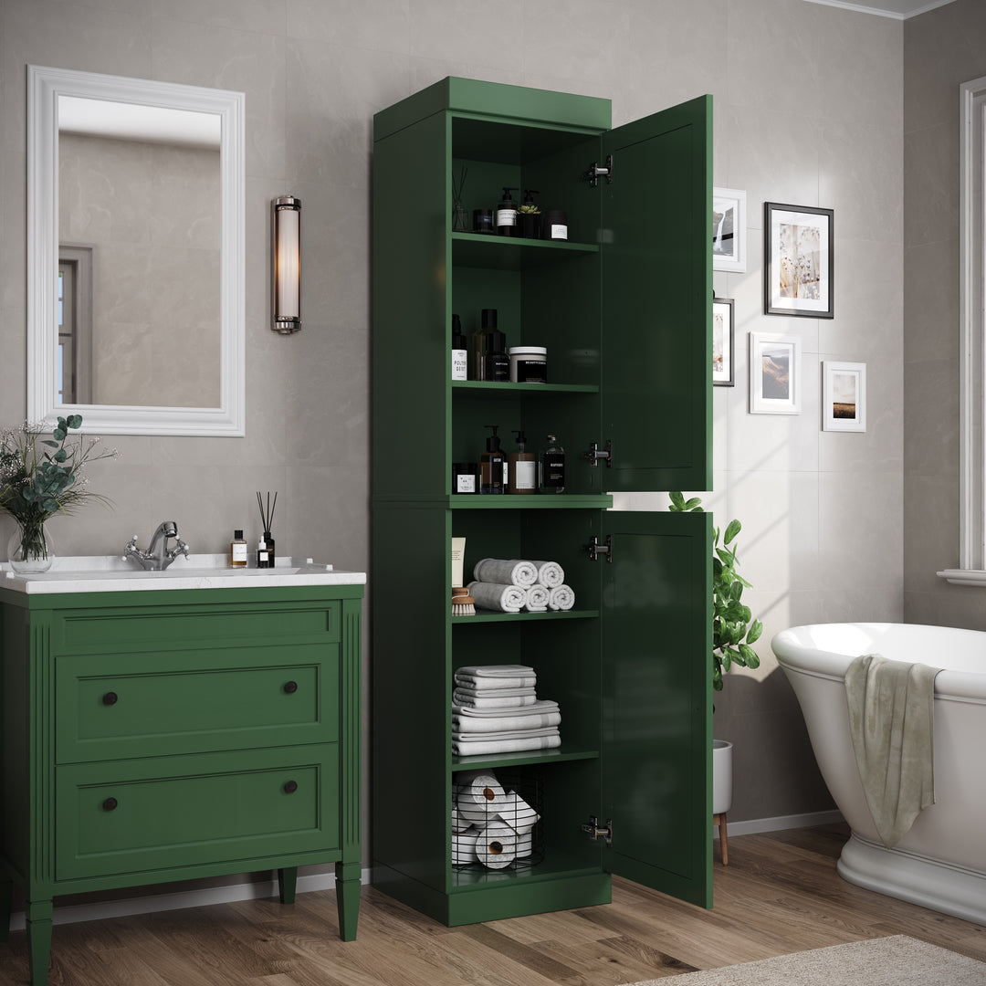 100% Solid Wood Bathroom Storage Cabinet, Adjustable Shelves, 16.5" Wide, 35.75" Tall