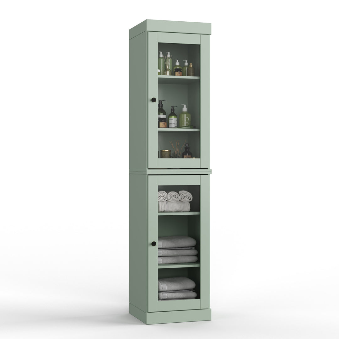 100% Solid Wood Bathroom Storage Cabinet, Adjustable Shelves, 16.5" Wide, 35.75" Tall
