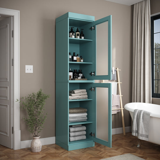100% Solid Wood Bathroom Storage Cabinet, Adjustable Shelves, 16.5" Wide, 35.75" Tall