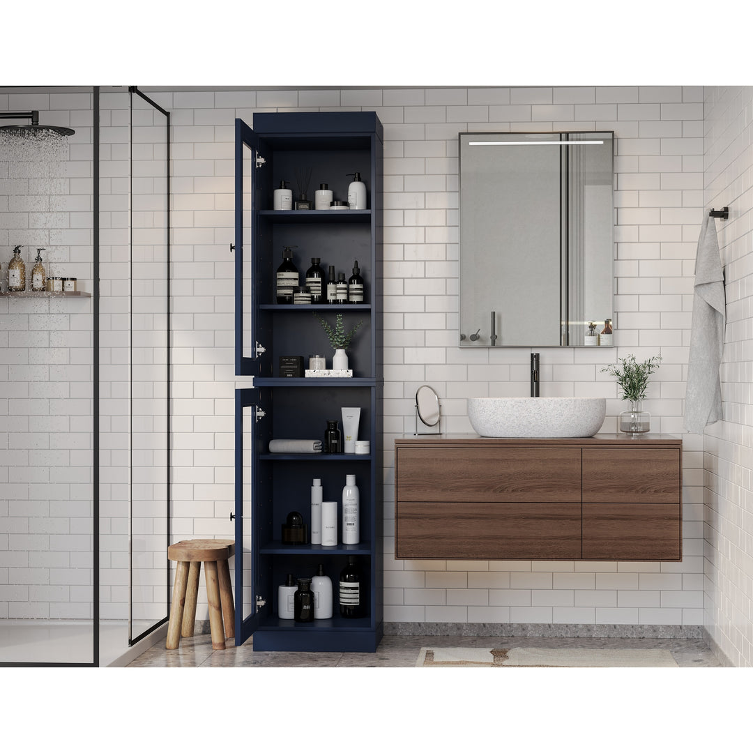 100% Solid Wood Bathroom Storage Cabinet, Adjustable Shelves, 16.5" Wide, 35.75" Tall