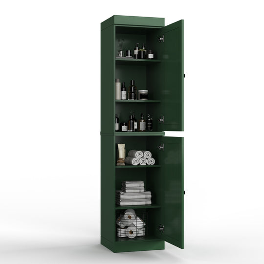 100% Solid Wood Bathroom Storage Cabinet, Adjustable Shelves, 16.5" Wide, 35.75" Tall