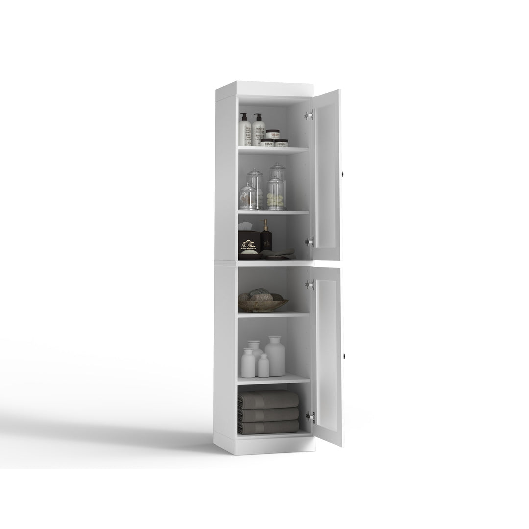 100% Solid Wood Bathroom Storage Cabinet, Adjustable Shelves, 16.5" Wide, 35.75" Tall