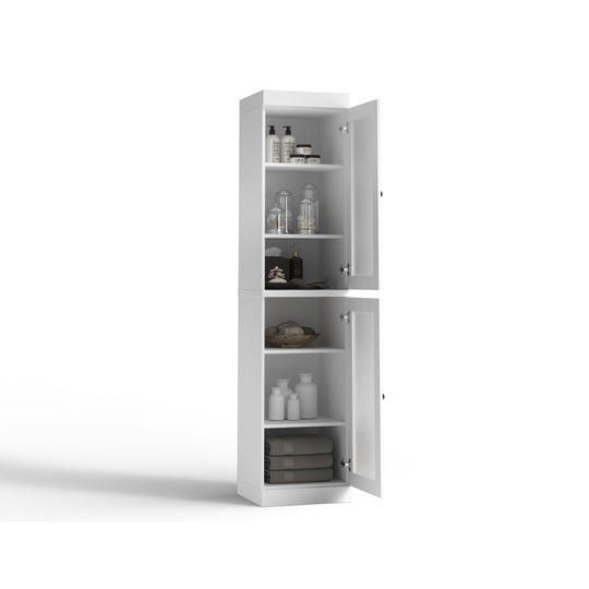 100% Solid Wood Bathroom Storage Cabinet, Adjustable Shelves, 16.5" Wide, 35.75" Tall