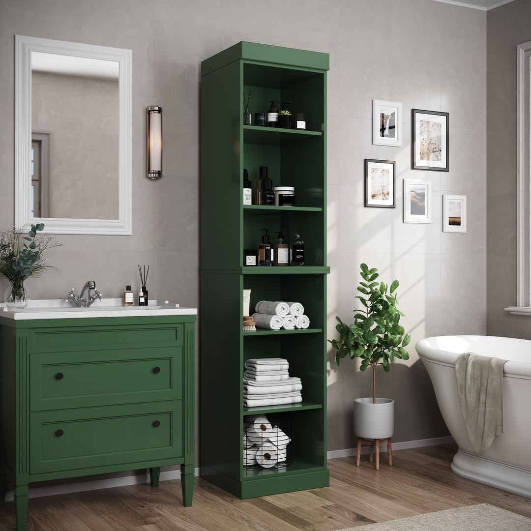 100% Solid Wood Bathroom Storage Cabinet, Adjustable Shelves, 16.5" Wide, 35.75" Tall