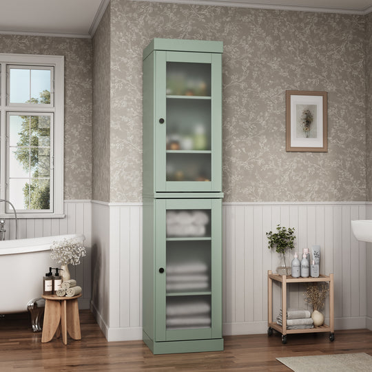 100% Solid Wood Bathroom Storage Cabinet, Adjustable Shelves, 16.5" Wide, 35.75" Tall