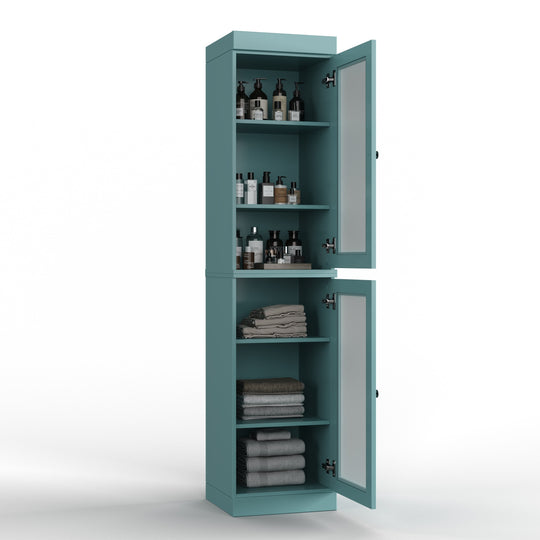 100% Solid Wood Bathroom Storage Cabinet, Adjustable Shelves, 16.5" Wide, 35.75" Tall
