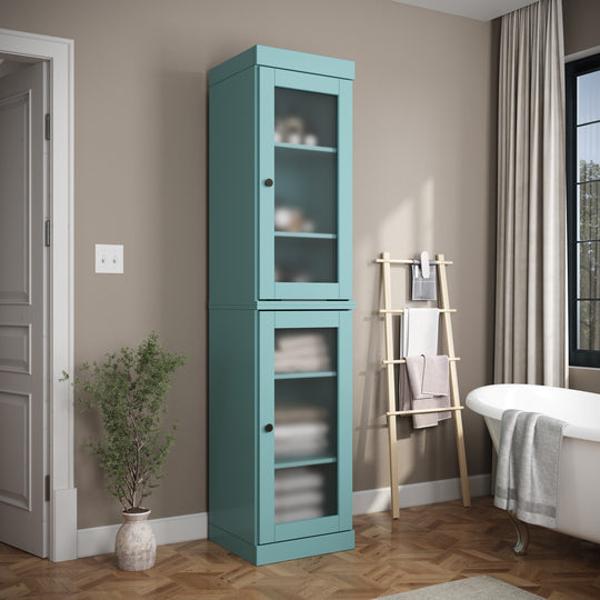 100% Solid Wood Bathroom Storage Cabinet, Adjustable Shelves, 16.5" Wide, 35.75" Tall