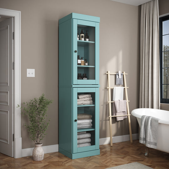 100% Solid Wood Bathroom Storage Cabinet, Adjustable Shelves, 16.5" Wide, 35.75" Tall