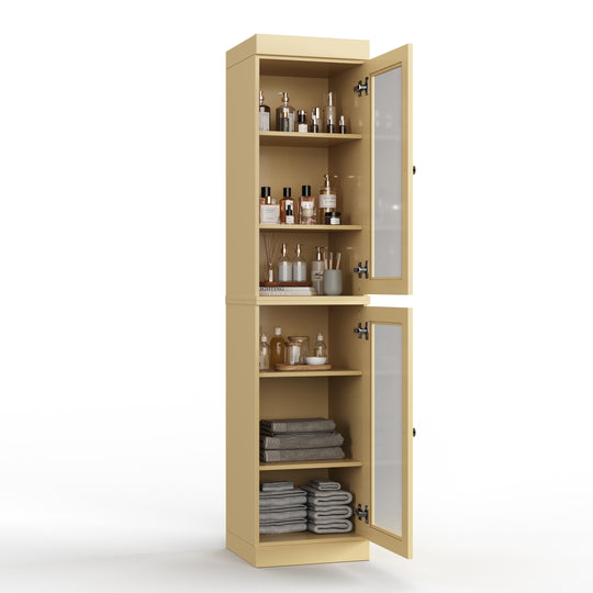 100% Solid Wood Bathroom Storage Cabinet, Adjustable Shelves, 16.5" Wide, 35.75" Tall