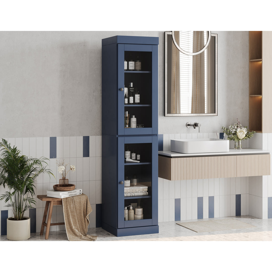 100% Solid Wood Bathroom Storage Cabinet, Adjustable Shelves, 16.5" Wide, 35.75" Tall
