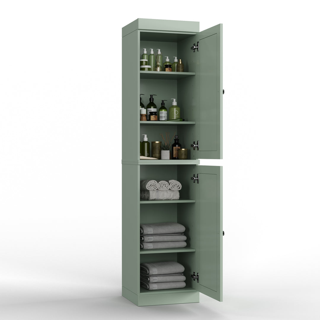 100% Solid Wood Bathroom Storage Cabinet, Adjustable Shelves, 16.5" Wide, 35.75" Tall