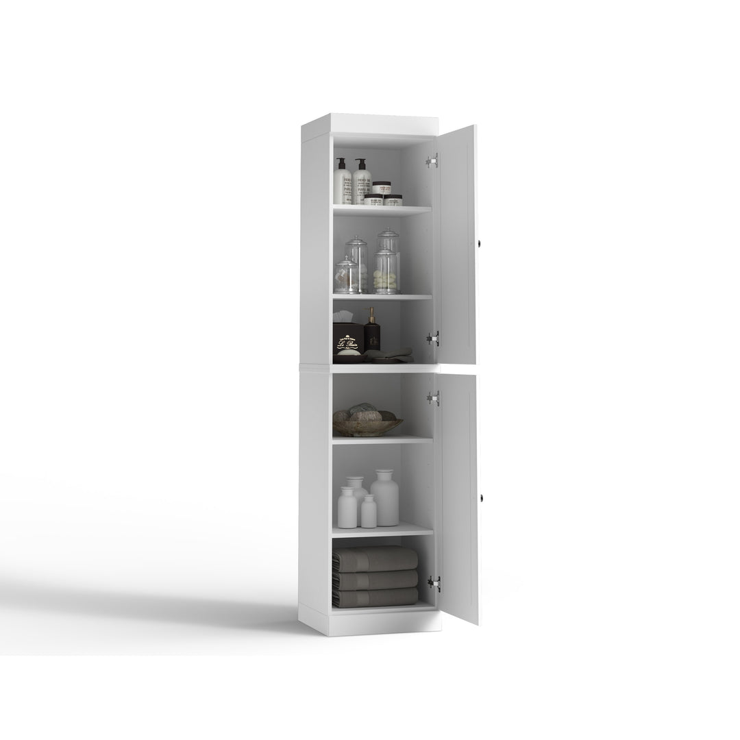 100% Solid Wood Bathroom Storage Cabinet, Adjustable Shelves, 16.5" Wide, 35.75" Tall