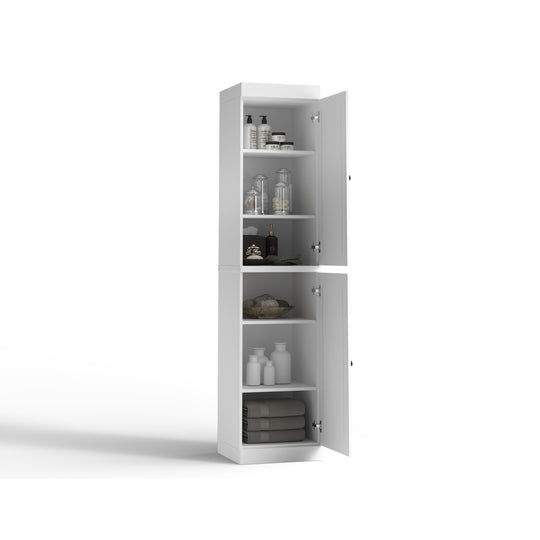 100% Solid Wood Bathroom Storage Cabinet, Adjustable Shelves, 16.5" Wide, 35.75" Tall