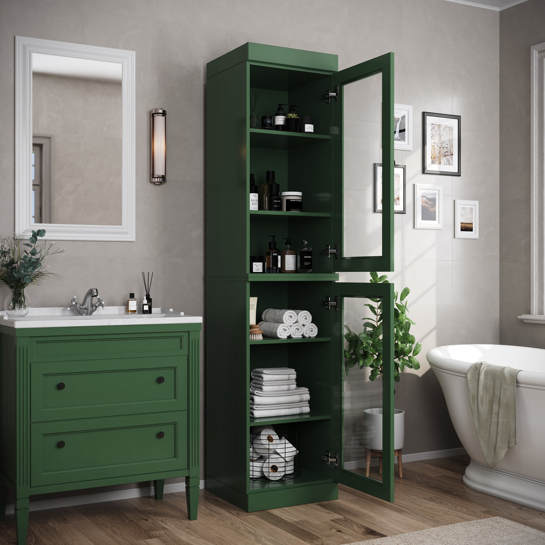 100% Solid Wood Bathroom Storage Cabinet, Adjustable Shelves, 16.5" Wide, 35.75" Tall