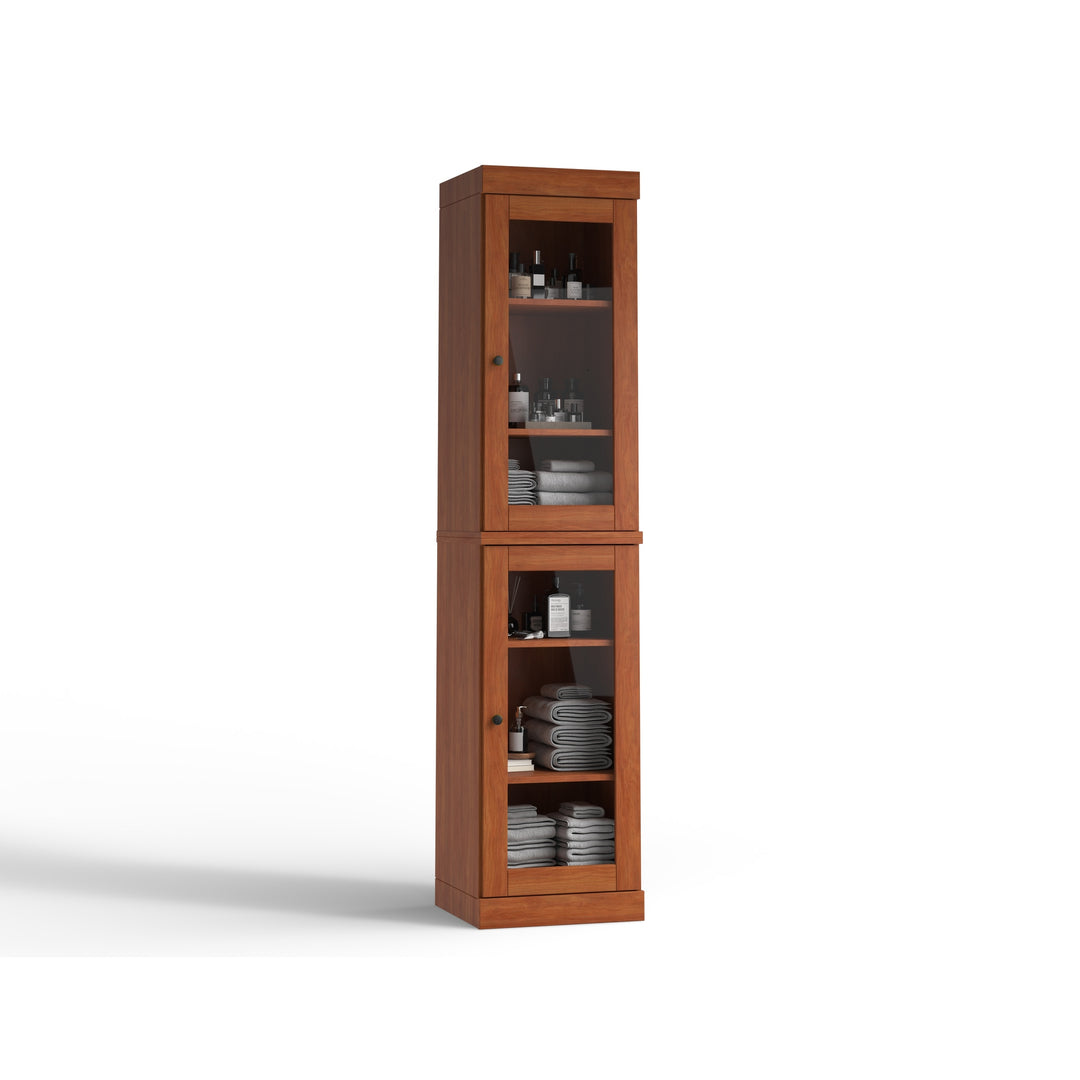 100% Solid Wood Bathroom Storage Cabinet, Adjustable Shelves, 16.5" Wide, 35.75" Tall