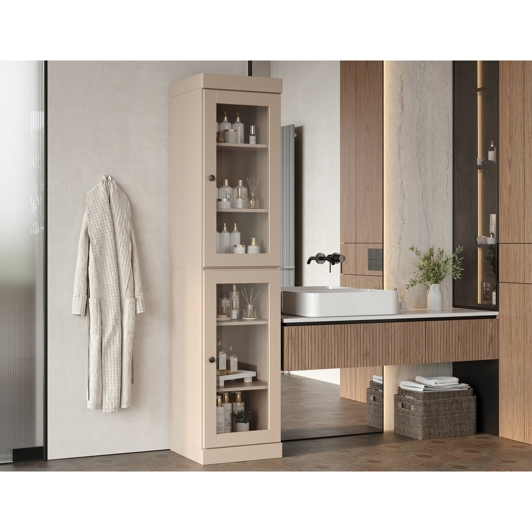 100% Solid Wood Bathroom Storage Cabinet, Adjustable Shelves, 16.5" Wide, 35.75" Tall