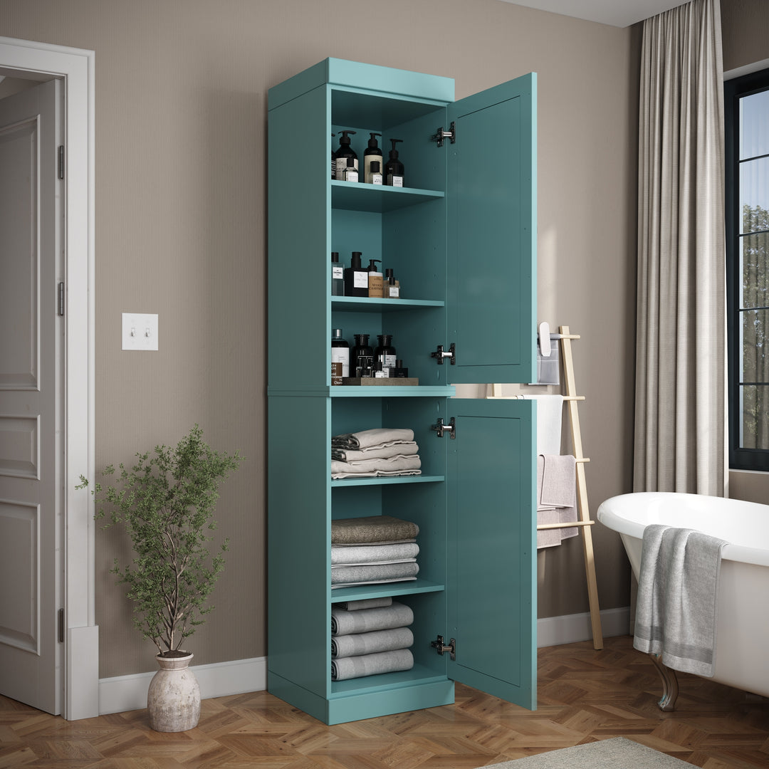 100% Solid Wood Bathroom Storage Cabinet, Adjustable Shelves, 16.5" Wide, 35.75" Tall