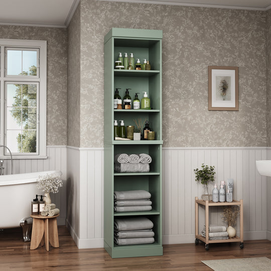 100% Solid Wood Bathroom Storage Cabinet, Adjustable Shelves, 16.5" Wide, 35.75" Tall