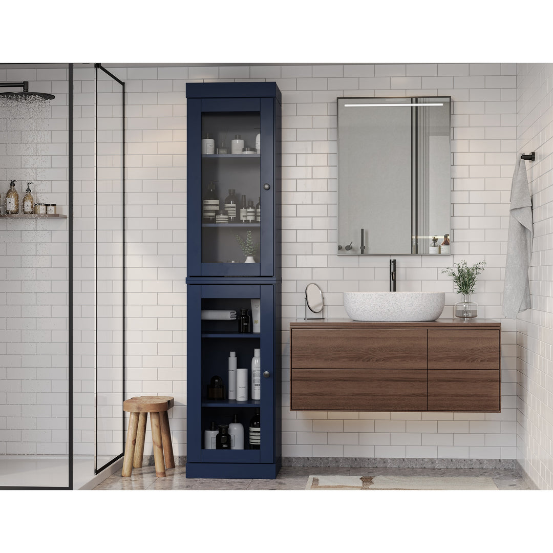 100% Solid Wood Bathroom Storage Cabinet, Adjustable Shelves, 16.5" Wide, 35.75" Tall