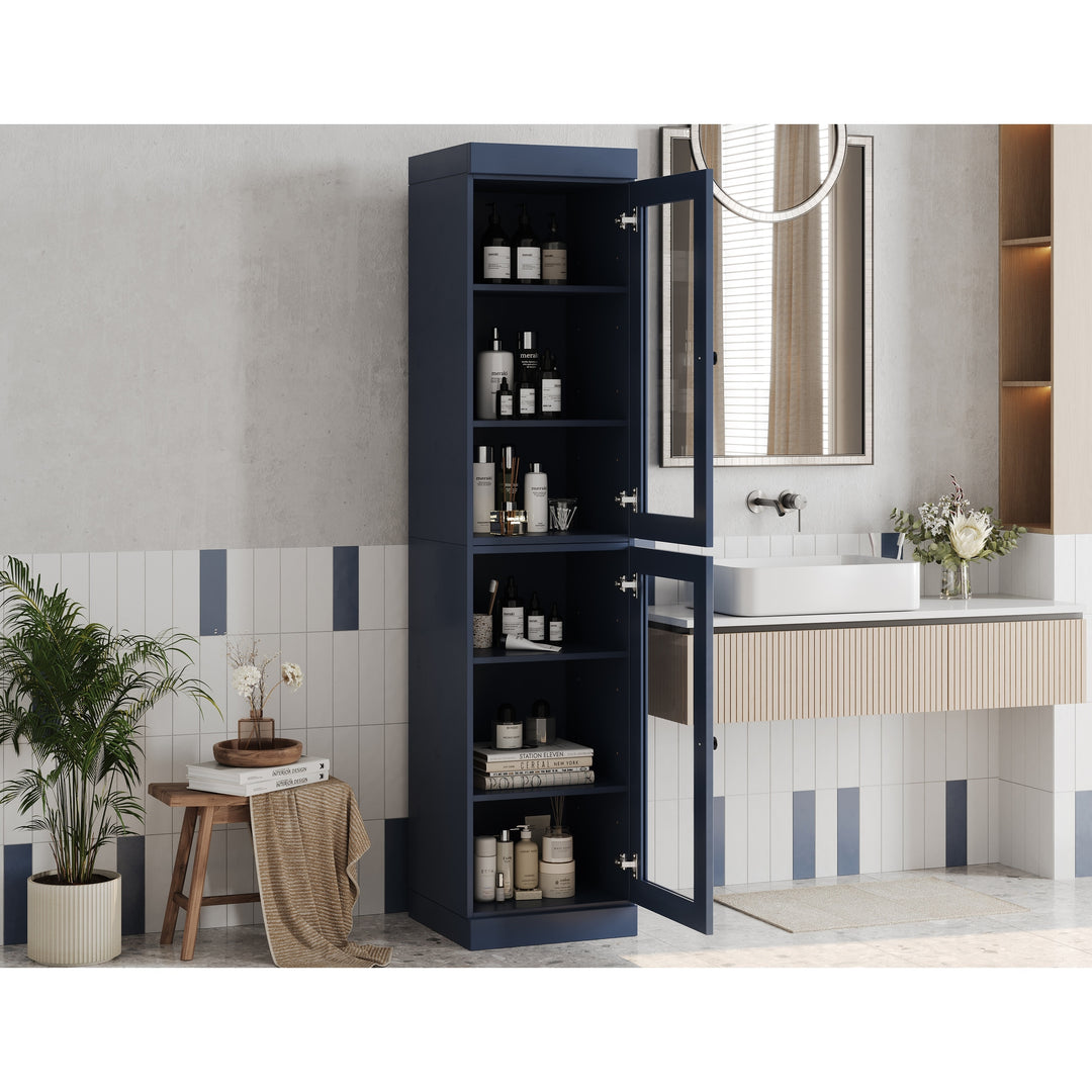100% Solid Wood Bathroom Storage Cabinet, Adjustable Shelves, 16.5" Wide, 35.75" Tall