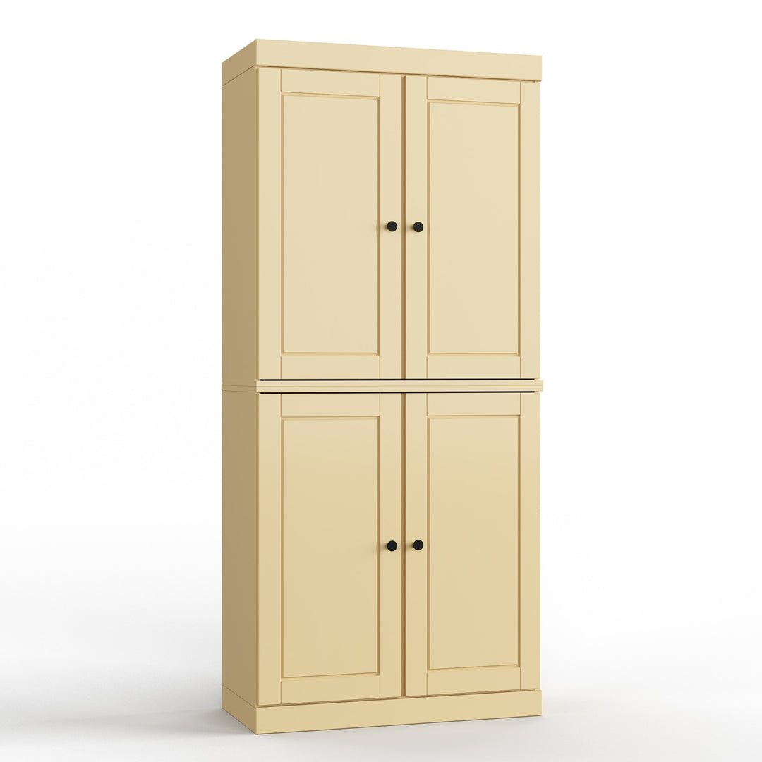 100% Solid Wood Bathroom & Laundry Storage Cabinet, Raised Panel Doors, Adjustable Shelves, 32" Wide, 71.5" Tall