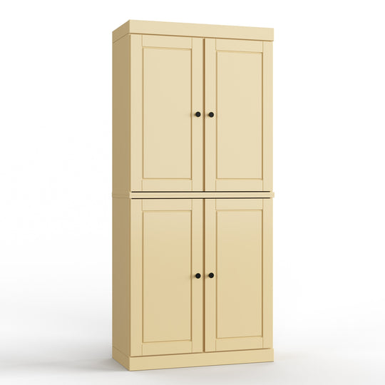 100% Solid Wood Bathroom & Laundry Storage Cabinet, Raised Panel Doors, Adjustable Shelves, 32" Wide, 71.5" Tall