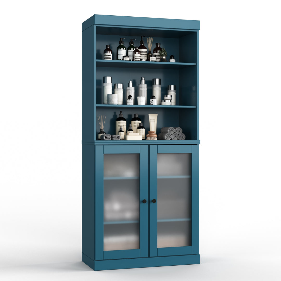 100% Solid Wood Bathroom & Laundry Storage Cabinet, Raised Panel Doors, Adjustable Shelves, 32" Wide, 71.5" Tall