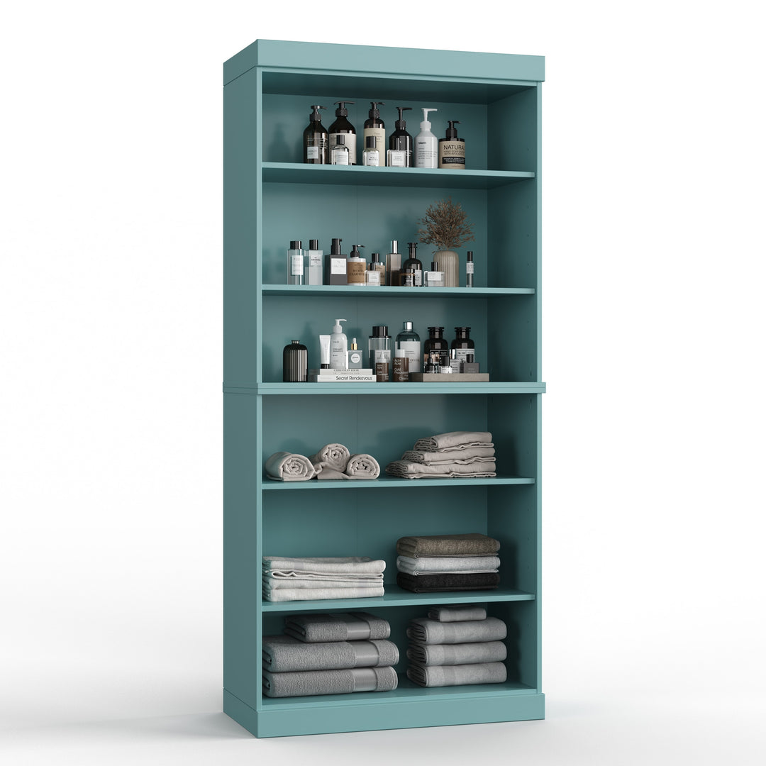 100% Solid Wood Bathroom & Laundry Storage Cabinet, Raised Panel Doors, Adjustable Shelves, 32" Wide, 71.5" Tall