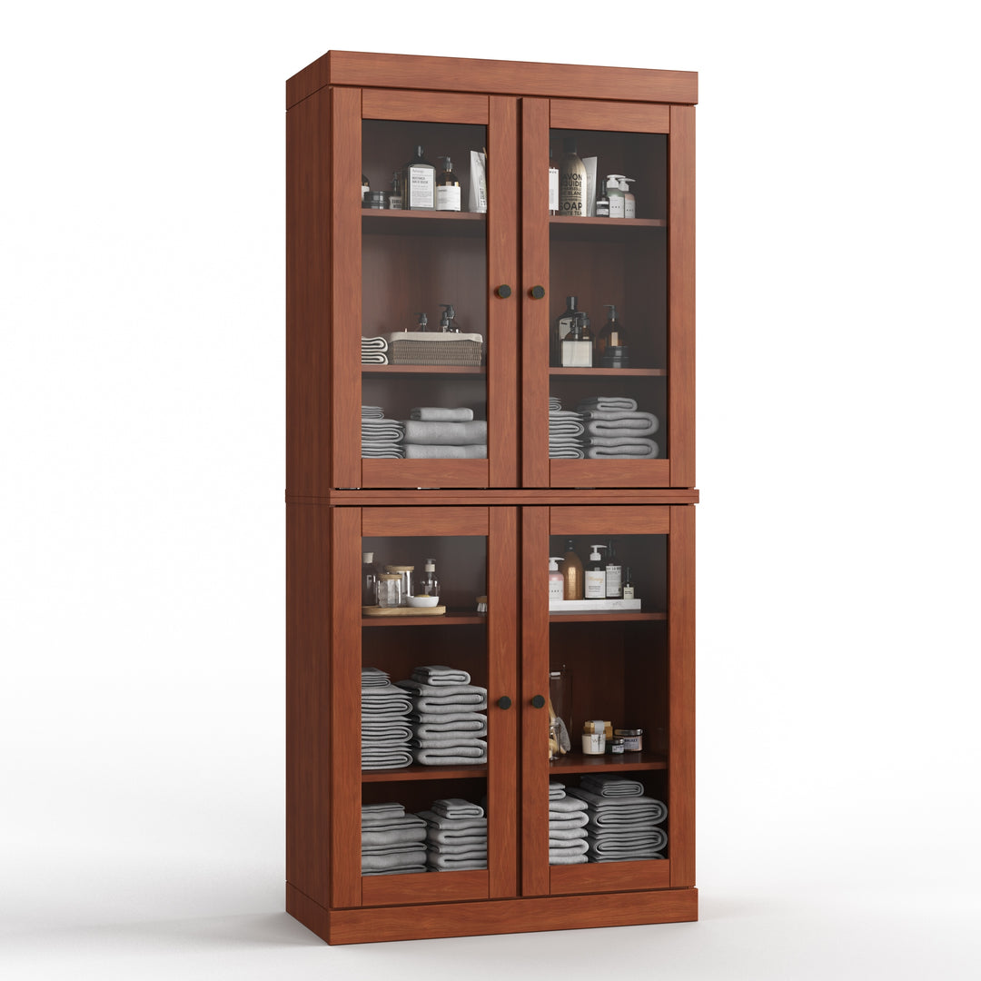 100% Solid Wood Bathroom & Laundry Storage Cabinet, Raised Panel Doors, Adjustable Shelves, 32" Wide, 71.5" Tall