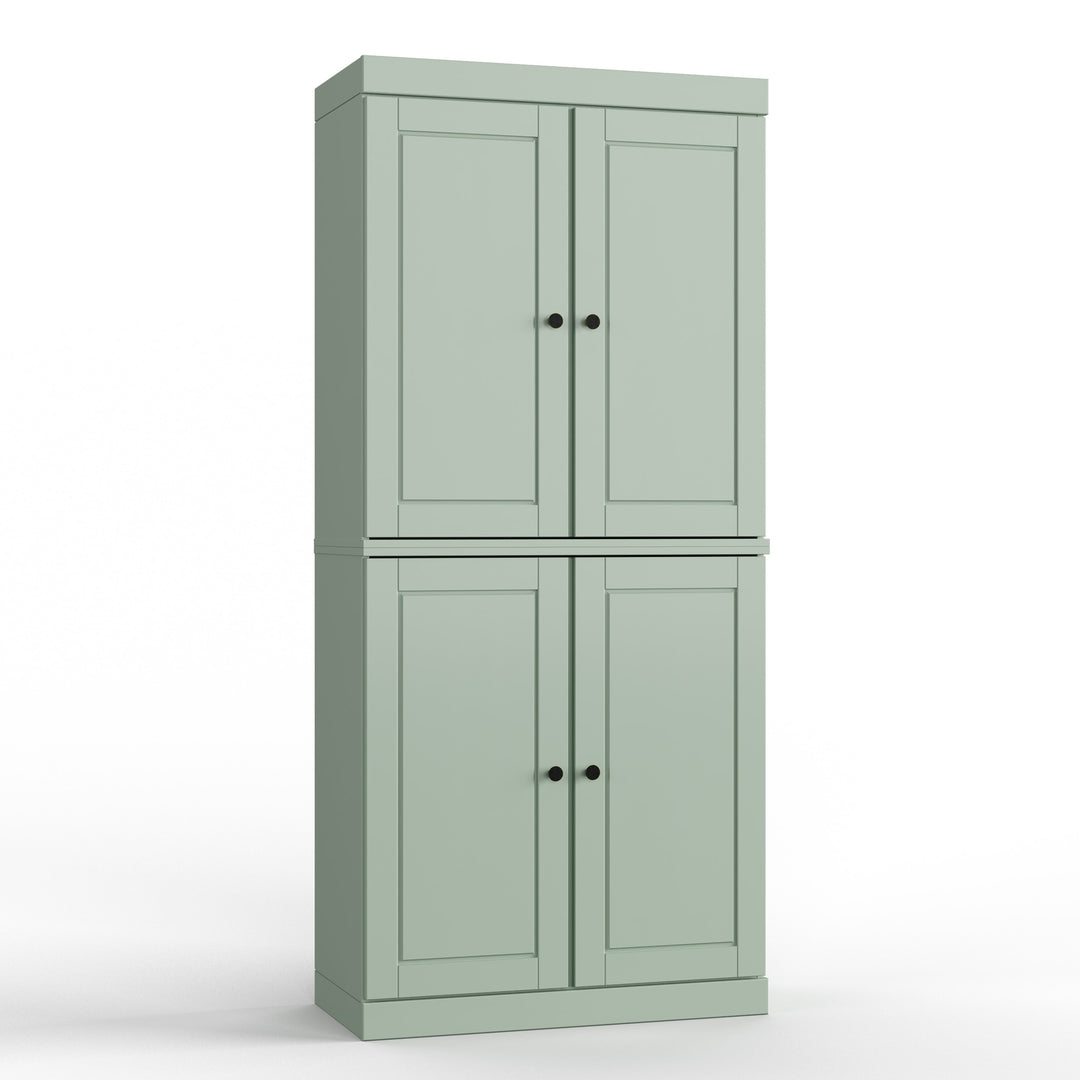 100% Solid Wood Bathroom & Laundry Storage Cabinet, Raised Panel Doors, Adjustable Shelves, 32" Wide, 71.5" Tall