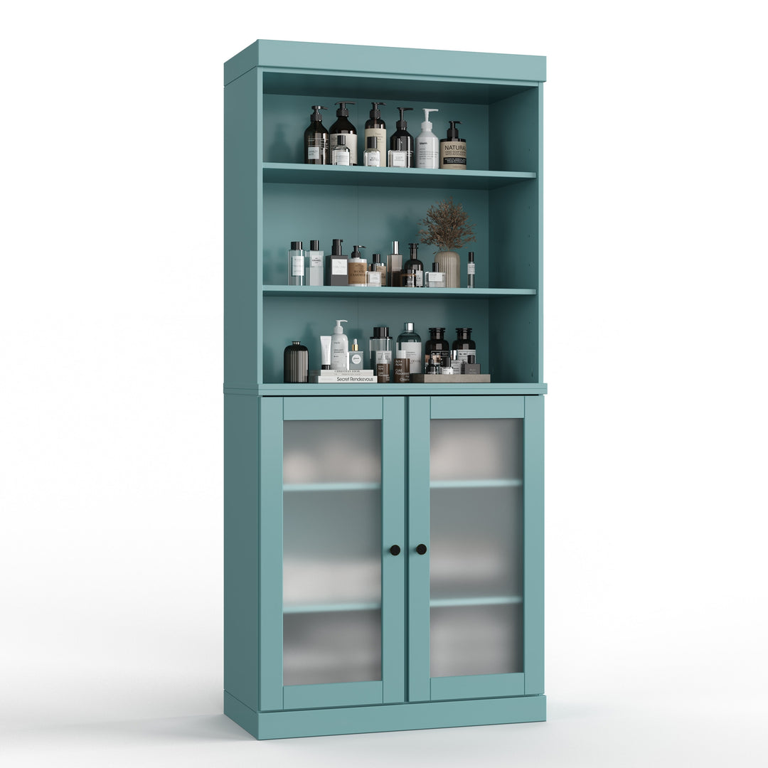100% Solid Wood Bathroom & Laundry Storage Cabinet, Raised Panel Doors, Adjustable Shelves, 32" Wide, 71.5" Tall