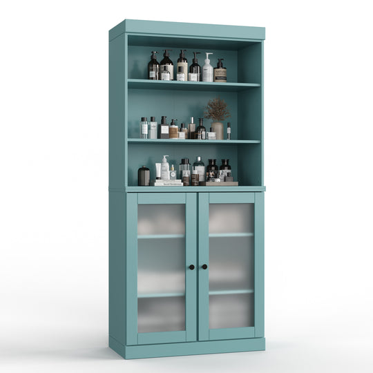 100% Solid Wood Bathroom & Laundry Storage Cabinet, Raised Panel Doors, Adjustable Shelves, 32" Wide, 71.5" Tall