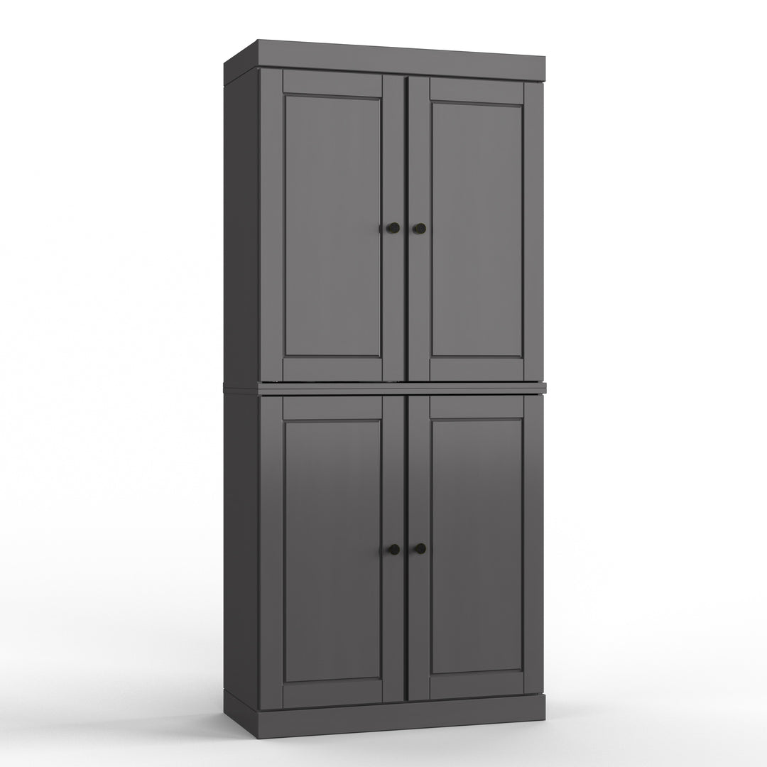 100% Solid Wood Bathroom & Laundry Storage Cabinet, Raised Panel Doors, Adjustable Shelves, 32" Wide, 71.5" Tall