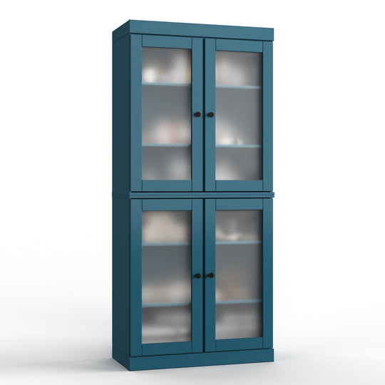100% Solid Wood Bathroom & Laundry Storage Cabinet, Raised Panel Doors, Adjustable Shelves, 32" Wide, 71.5" Tall