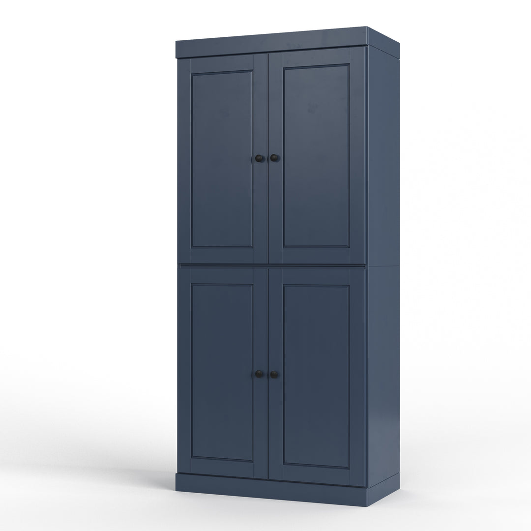 100% Solid Wood Bathroom & Laundry Storage Cabinet, Raised Panel Doors, Adjustable Shelves, 32" Wide, 71.5" Tall