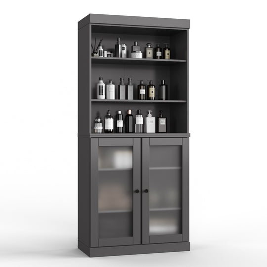 100% Solid Wood Bathroom & Laundry Storage Cabinet, Raised Panel Doors, Adjustable Shelves, 32" Wide, 71.5" Tall