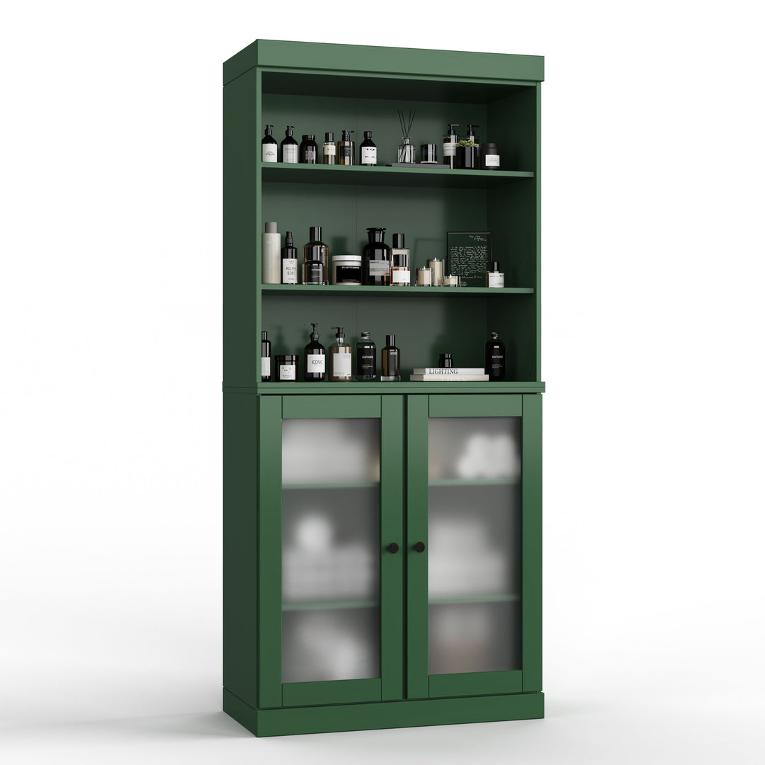 100% Solid Wood Bathroom & Laundry Storage Cabinet, Raised Panel Doors, Adjustable Shelves, 32" Wide, 71.5" Tall