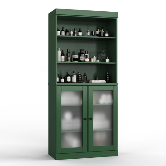 100% Solid Wood Bathroom & Laundry Storage Cabinet, Raised Panel Doors, Adjustable Shelves, 32" Wide, 71.5" Tall