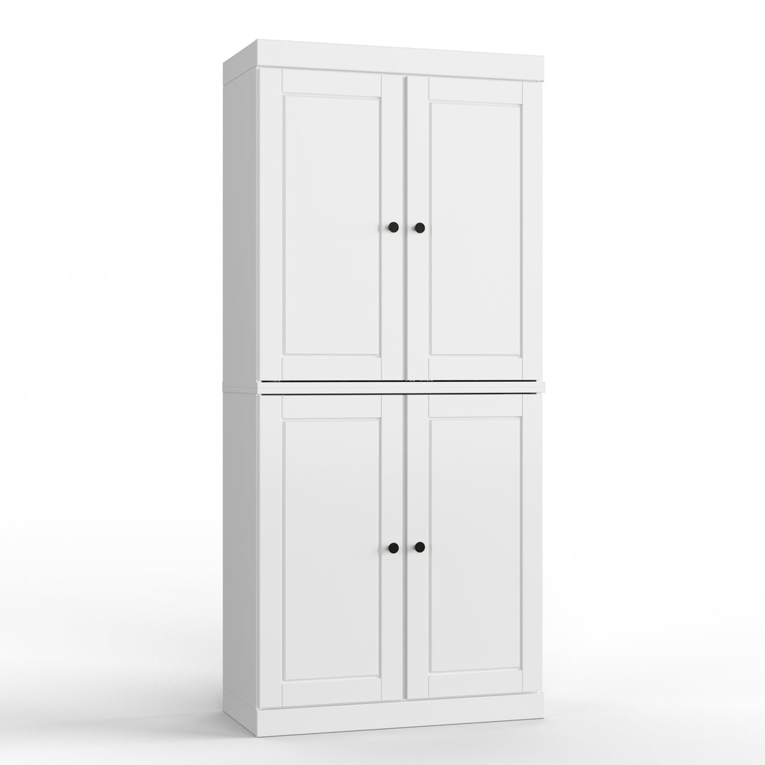 100% Solid Wood Bathroom & Laundry Storage Cabinet, Raised Panel Doors, Adjustable Shelves, 32" Wide, 71.5" Tall