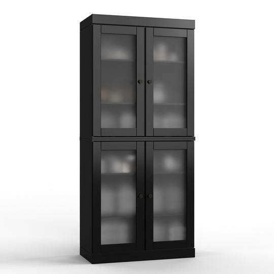100% Solid Wood Bathroom & Laundry Storage Cabinet, Raised Panel Doors, Adjustable Shelves, 32" Wide, 71.5" Tall
