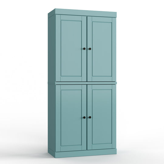 100% Solid Wood Bathroom & Laundry Storage Cabinet, Raised Panel Doors, Adjustable Shelves, 32" Wide, 71.5" Tall