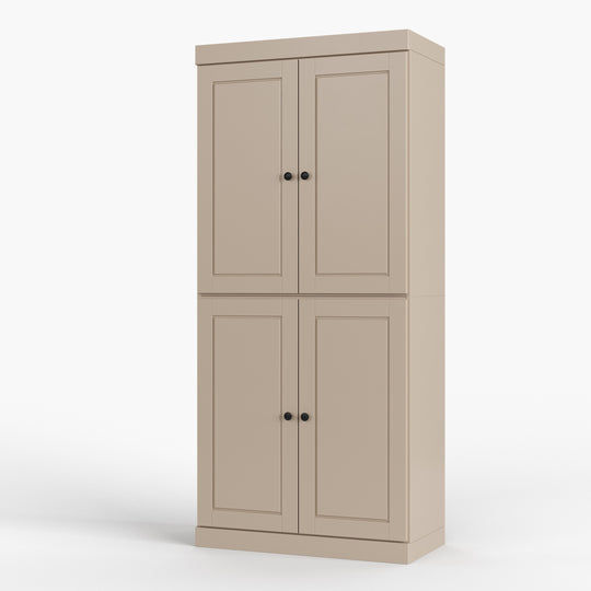 100% Solid Wood Bathroom & Laundry Storage Cabinet, Raised Panel Doors, Adjustable Shelves, 32" Wide, 71.5" Tall